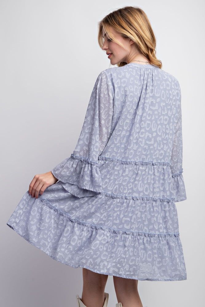 Dusty Blue Textured Chiffon Button Down Woven Dress sold by Pinkblush product image thumbnail 4
