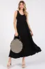 Black Sleeveless Scoop Back Tiered Maxi Dress sold by Pinkblush
