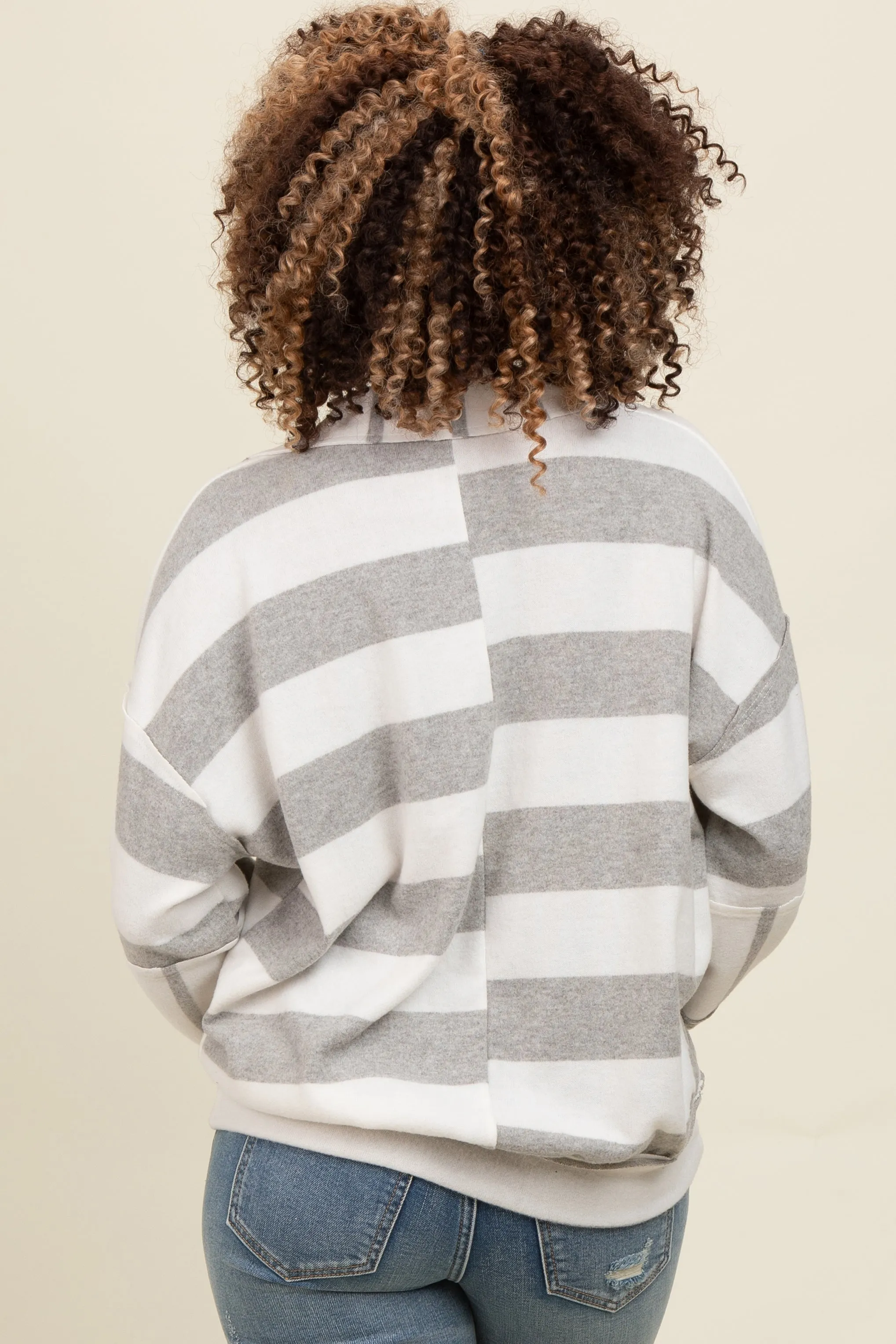 Heather Grey Striped Polo Sweater sold by Pinkblush product image thumbnail 3