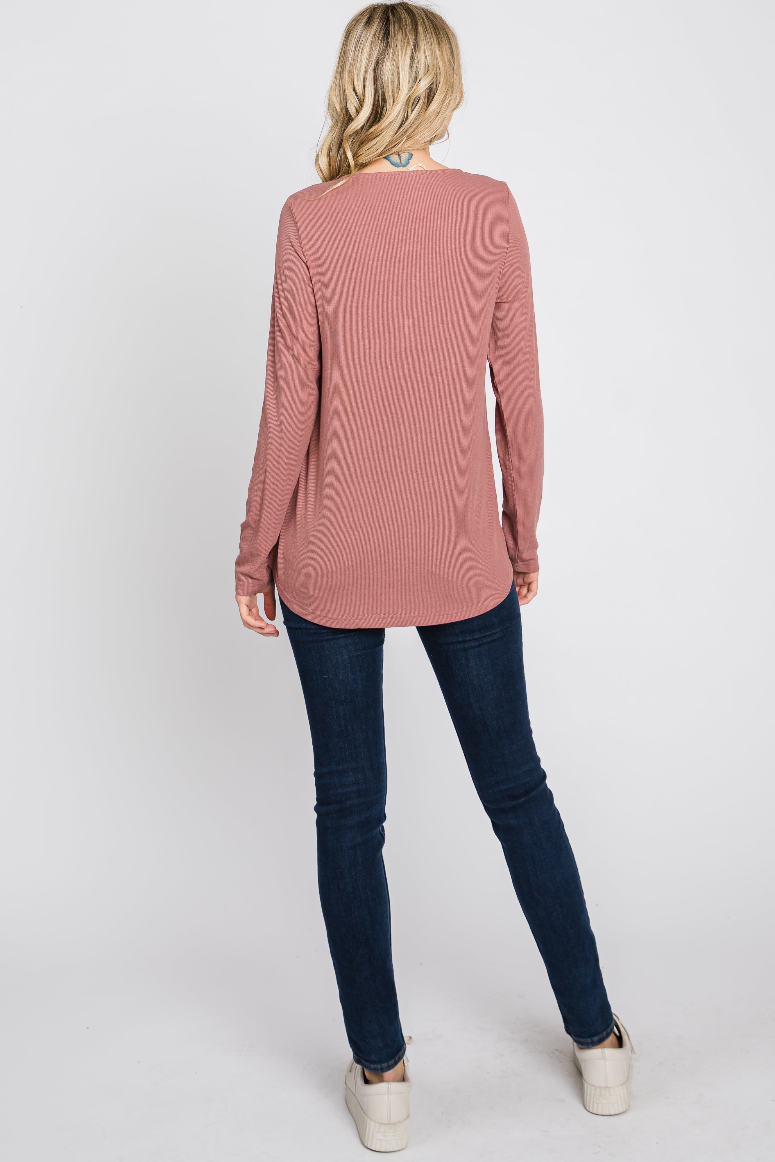Mauve Lace Trim Long Sleeve Top sold by Pinkblush product image thumbnail 7