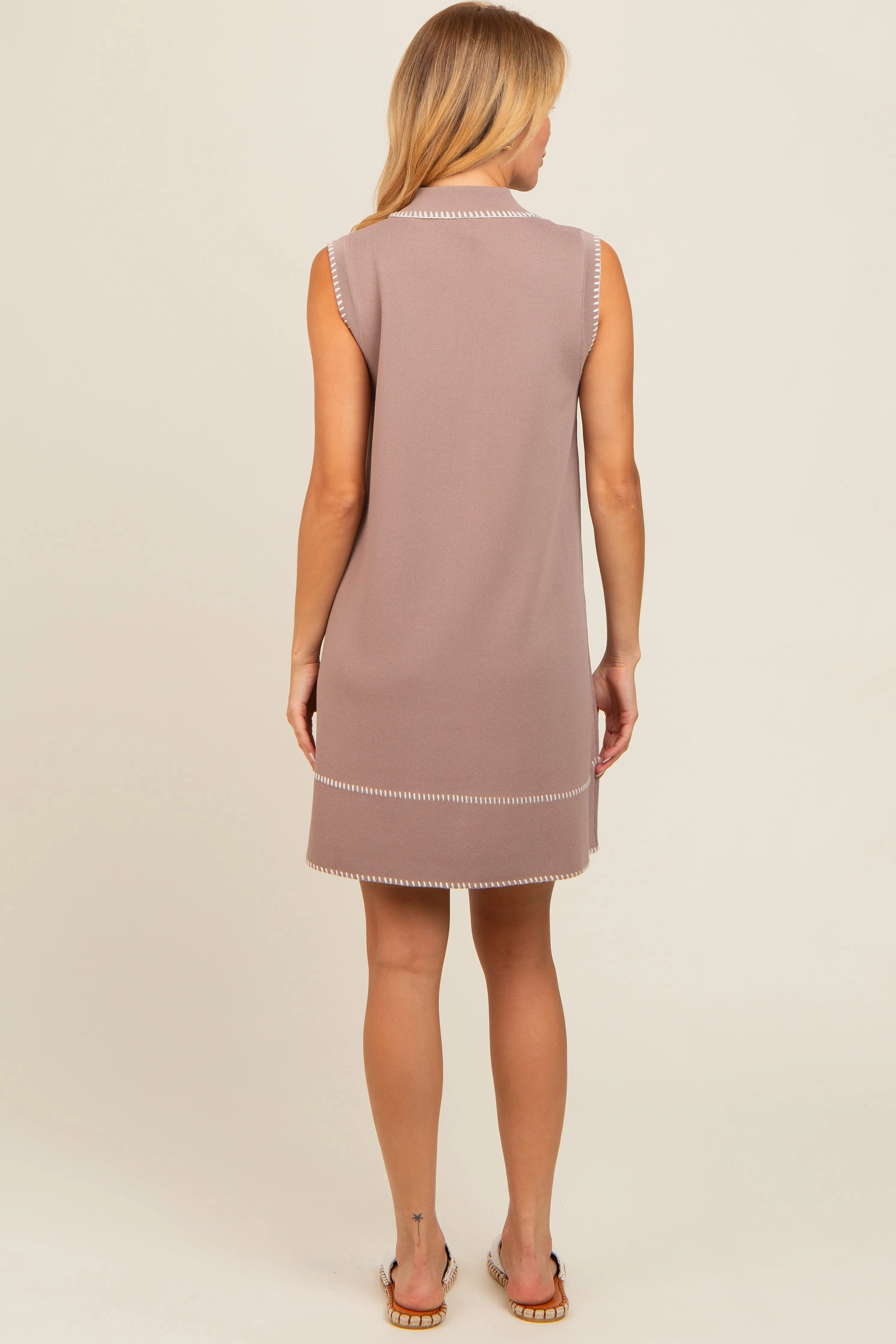 Mocha Contrast Stitch Polo Dress sold by Pinkblush product image thumbnail 3