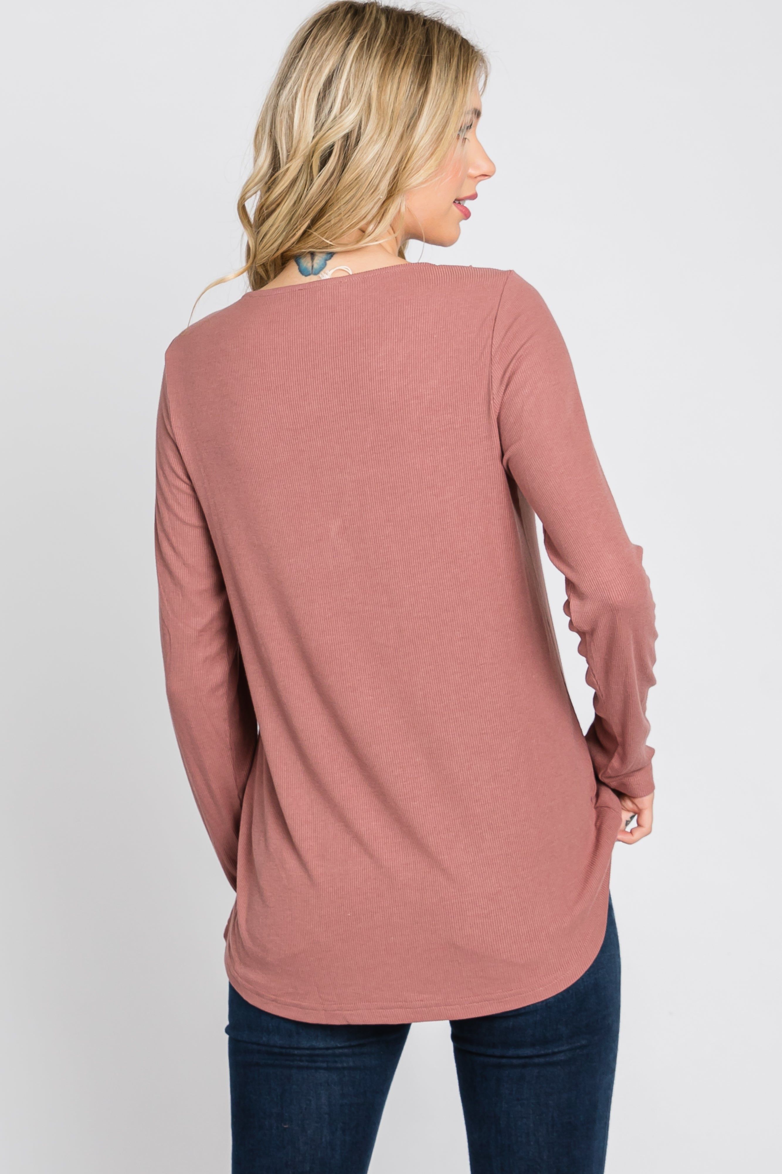 Mauve Lace Trim Long Sleeve Top sold by Pinkblush product image thumbnail 8