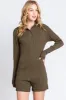 Olive Rib Knit Collared Maternity Romper sold by Pinkblush