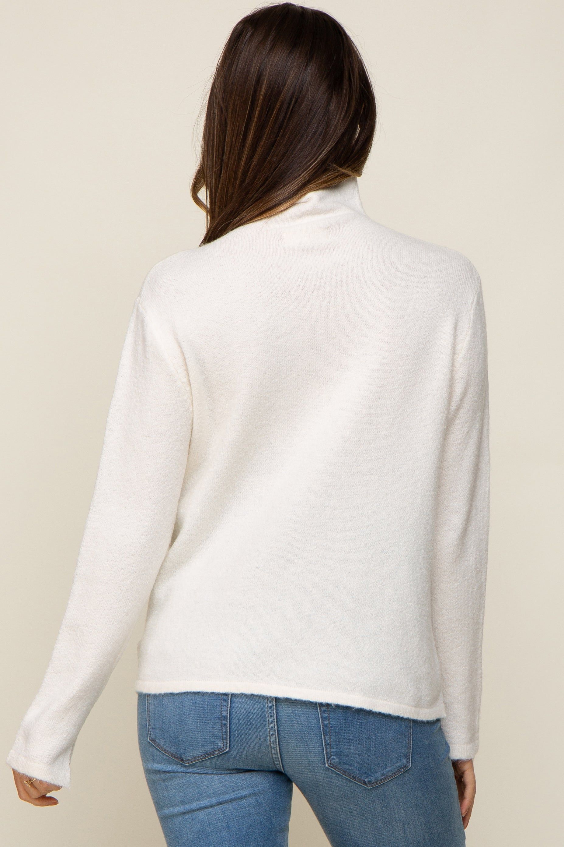 Cream Ultra Soft Mock Neck Maternity Sweater sold by Pinkblush product image thumbnail 3