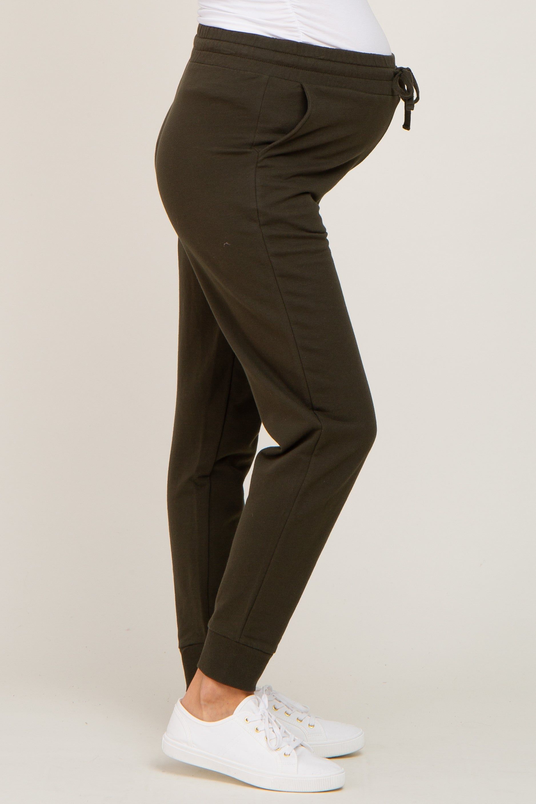 Olive Basic Drawstring Maternity Sweatpants sold by Pinkblush product image thumbnail 3