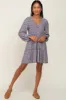 Navy Floral Long Sleeve Tiered Dress sold by Pinkblush