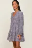 Navy Floral Long Sleeve Tiered Dress sold by Pinkblush