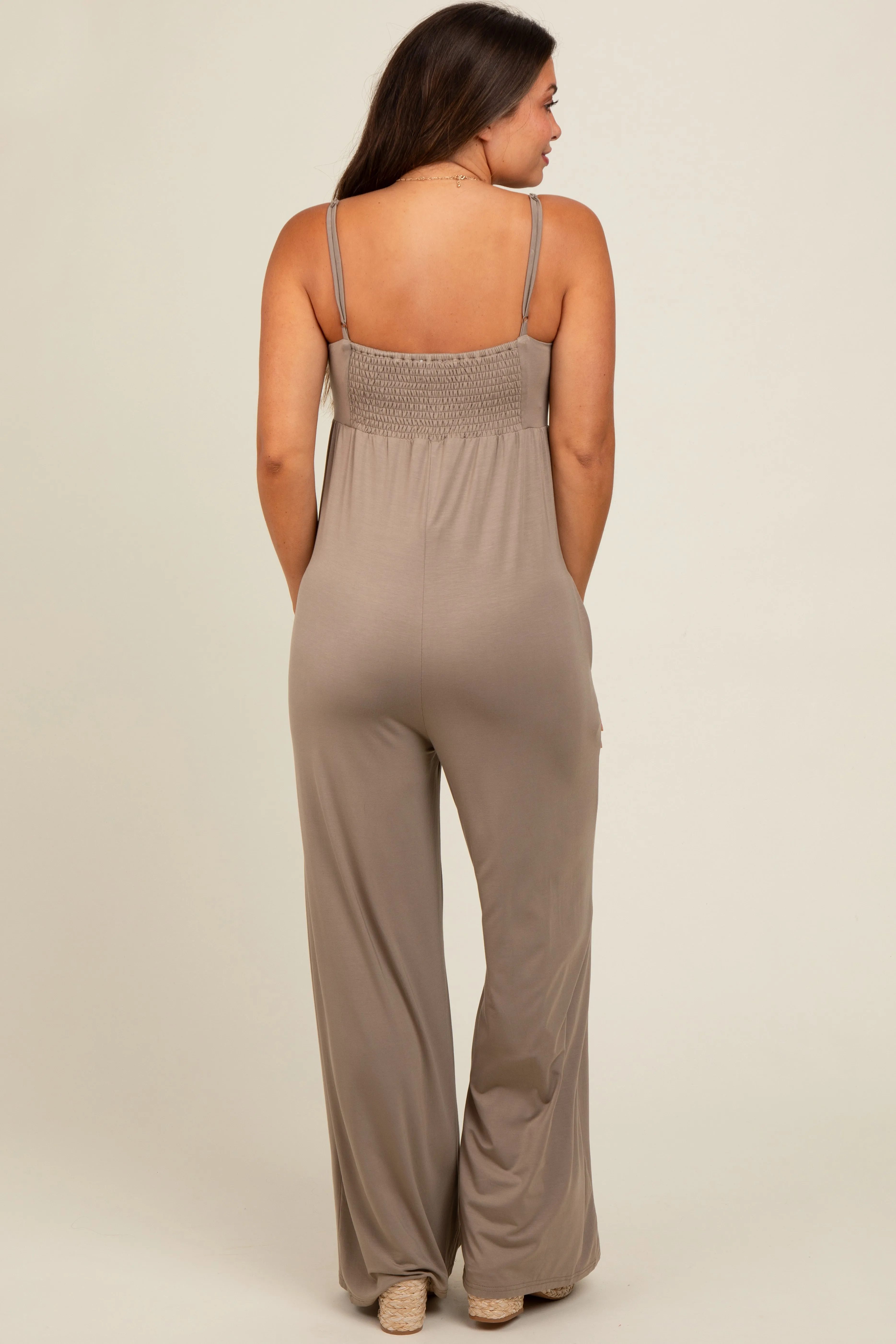 Mocha Wide Leg Maternity Jumpsuit sold by Pinkblush product image thumbnail 3