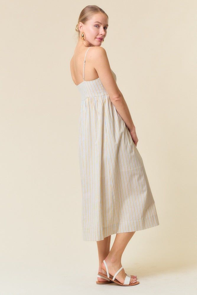 Yellow Blue Multi Colored Striped Cami Midi Dress sold by Pinkblush product image thumbnail 3