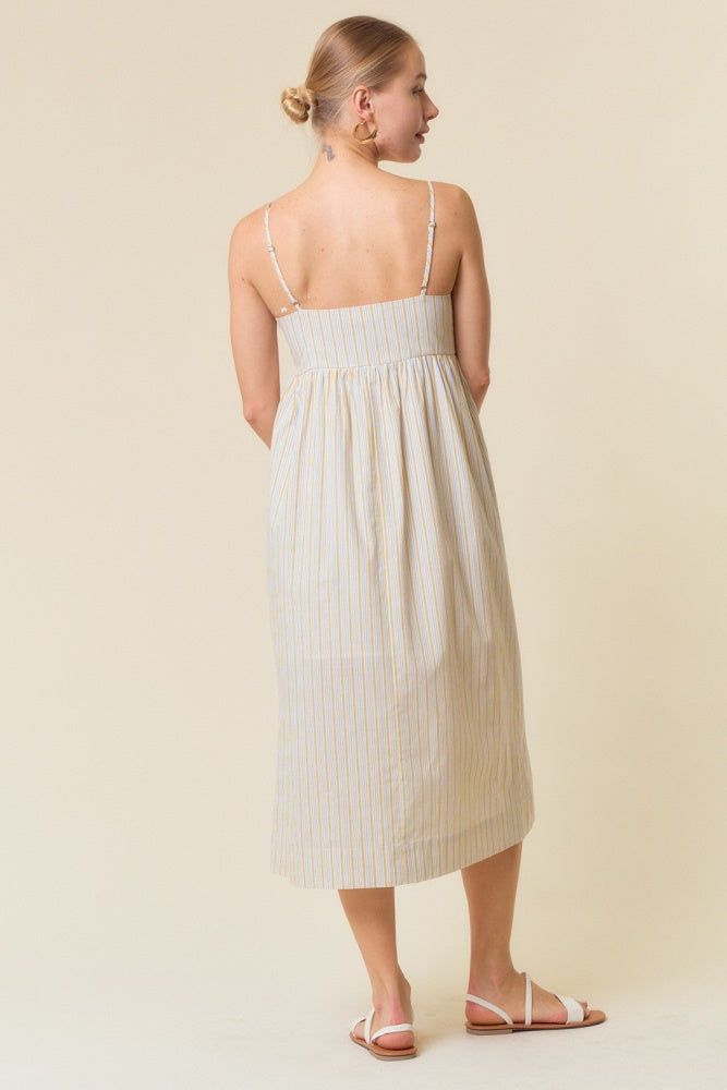 Yellow Blue Multi Colored Striped Cami Midi Dress sold by Pinkblush product image thumbnail 4