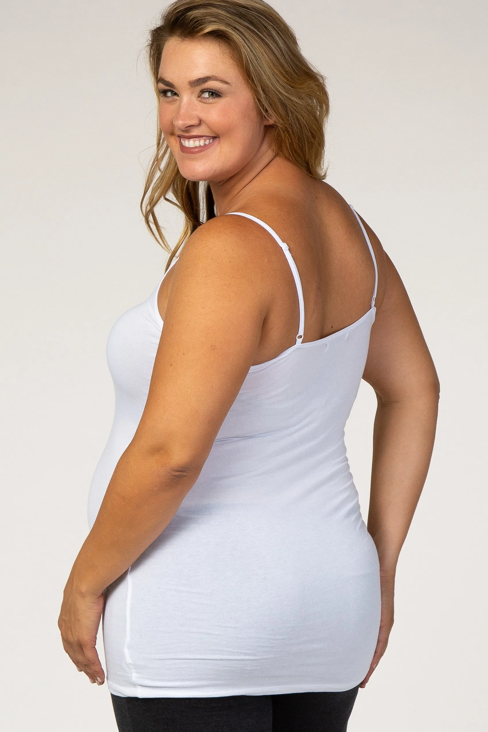White Solid Maternity Plus Cami sold by Pinkblush product image thumbnail 3