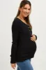 Charcoal Ribbed Maternity Henley Top sold by Pinkblush