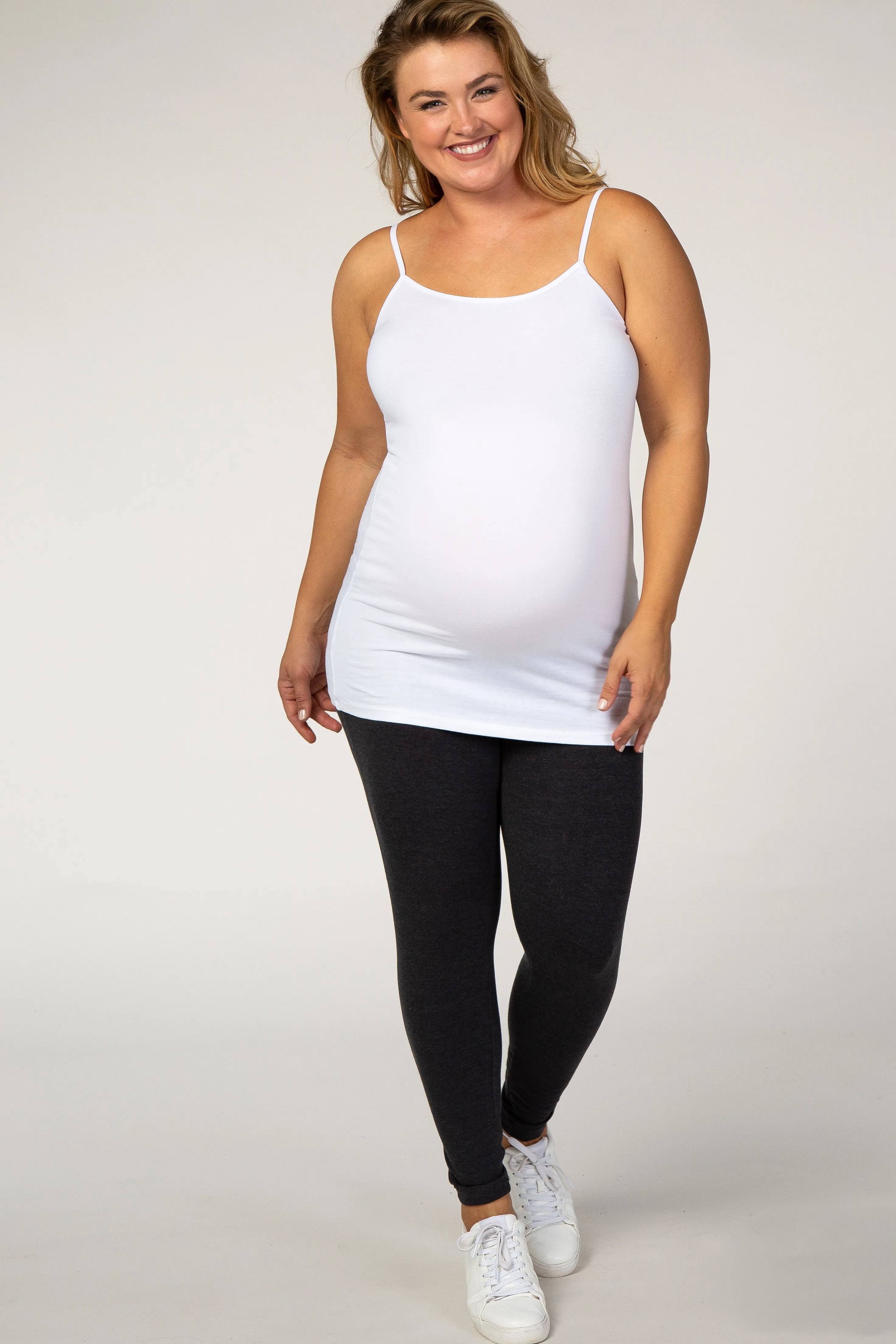 White Solid Maternity Plus Cami sold by Pinkblush product image thumbnail 4