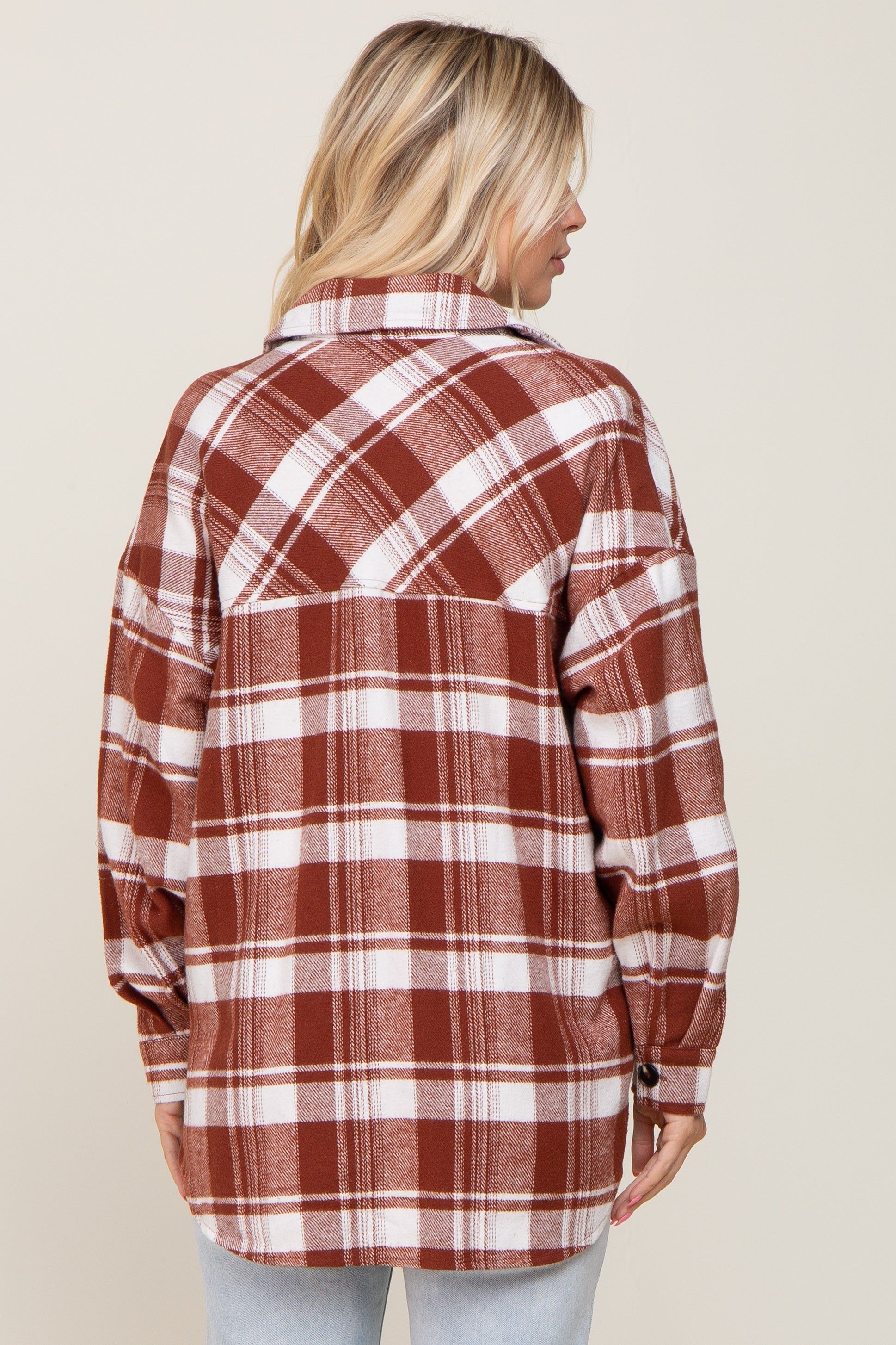 Rust Plaid Shirt Jacket sold by Pinkblush product image thumbnail 3