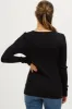 Charcoal Ribbed Maternity Henley Top sold by Pinkblush