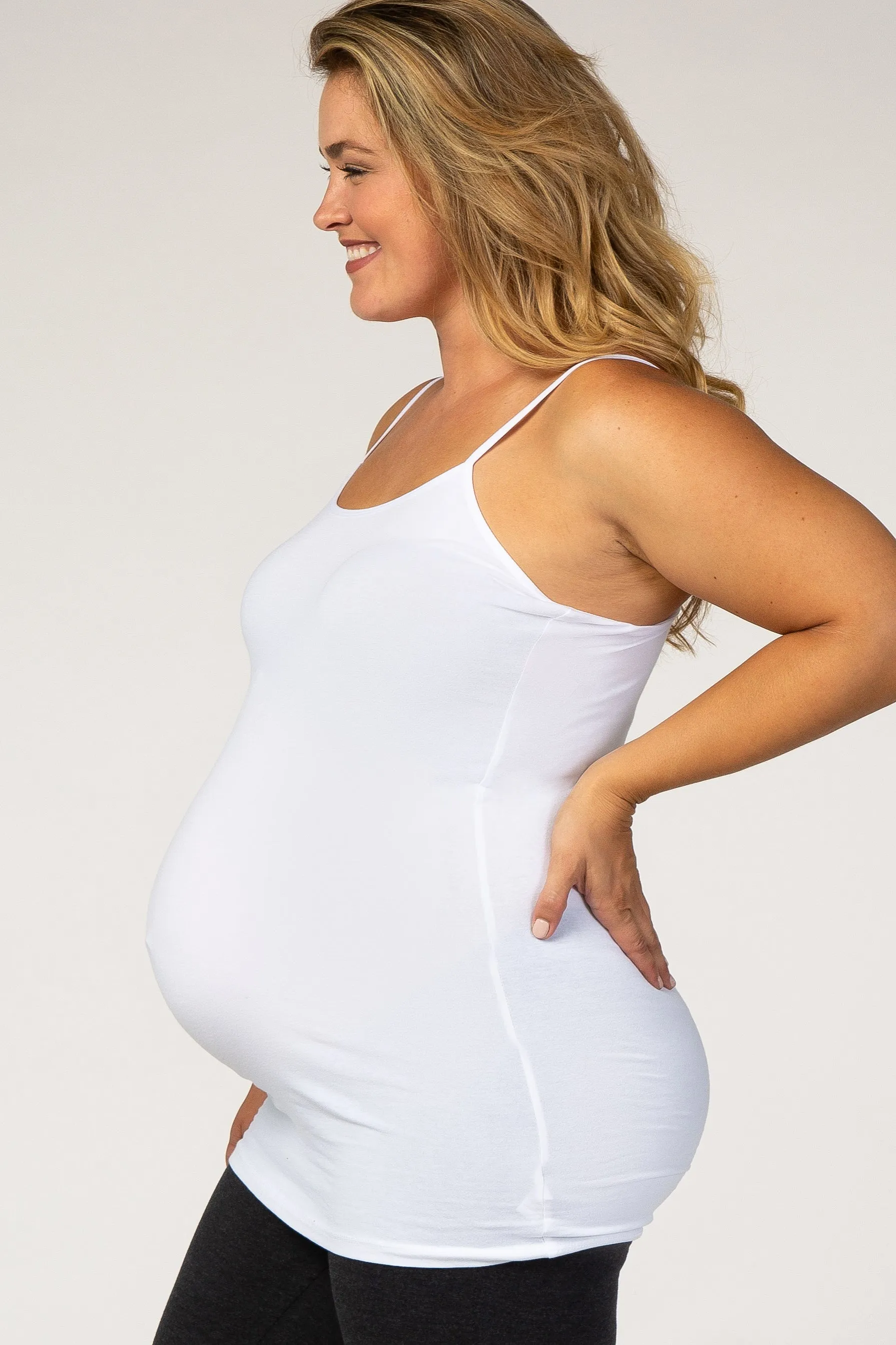 White Solid Maternity Plus Cami sold by Pinkblush product image thumbnail 2