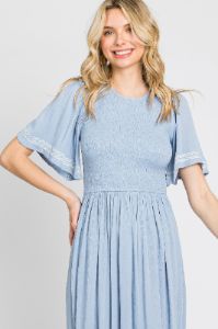Light Blue Embroidered Accent Maxi Dress sold by Pinkblush