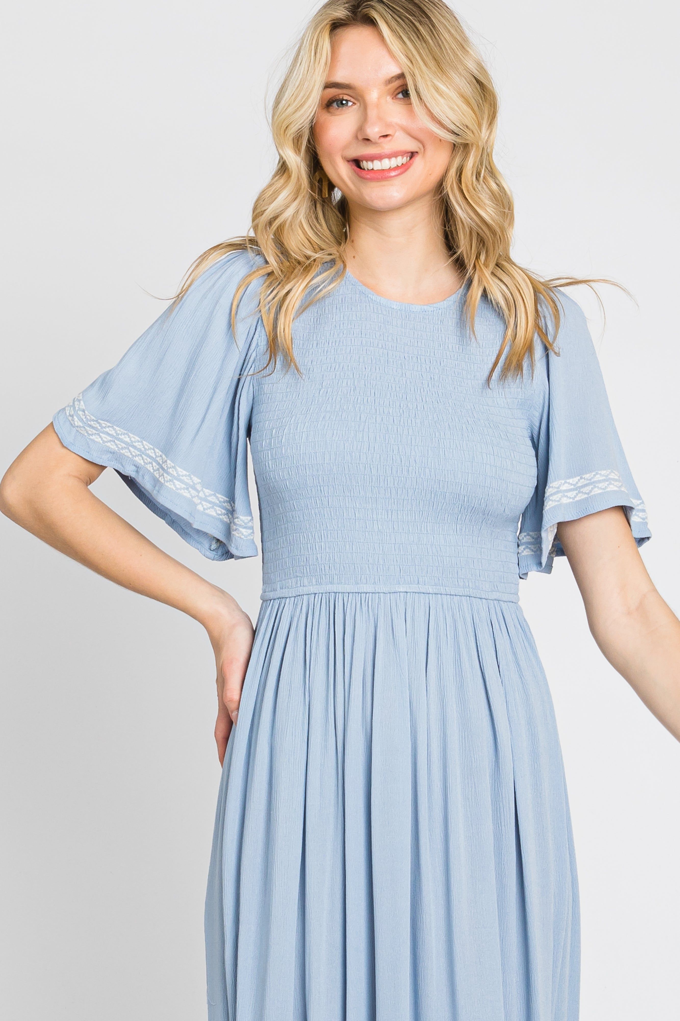 Light Blue Embroidered Accent Maxi Dress sold by Pinkblush product image thumbnail 2