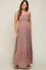 Mauve Ditsy Floral Tiered Maternity Maxi Dress sold by Pinkblush