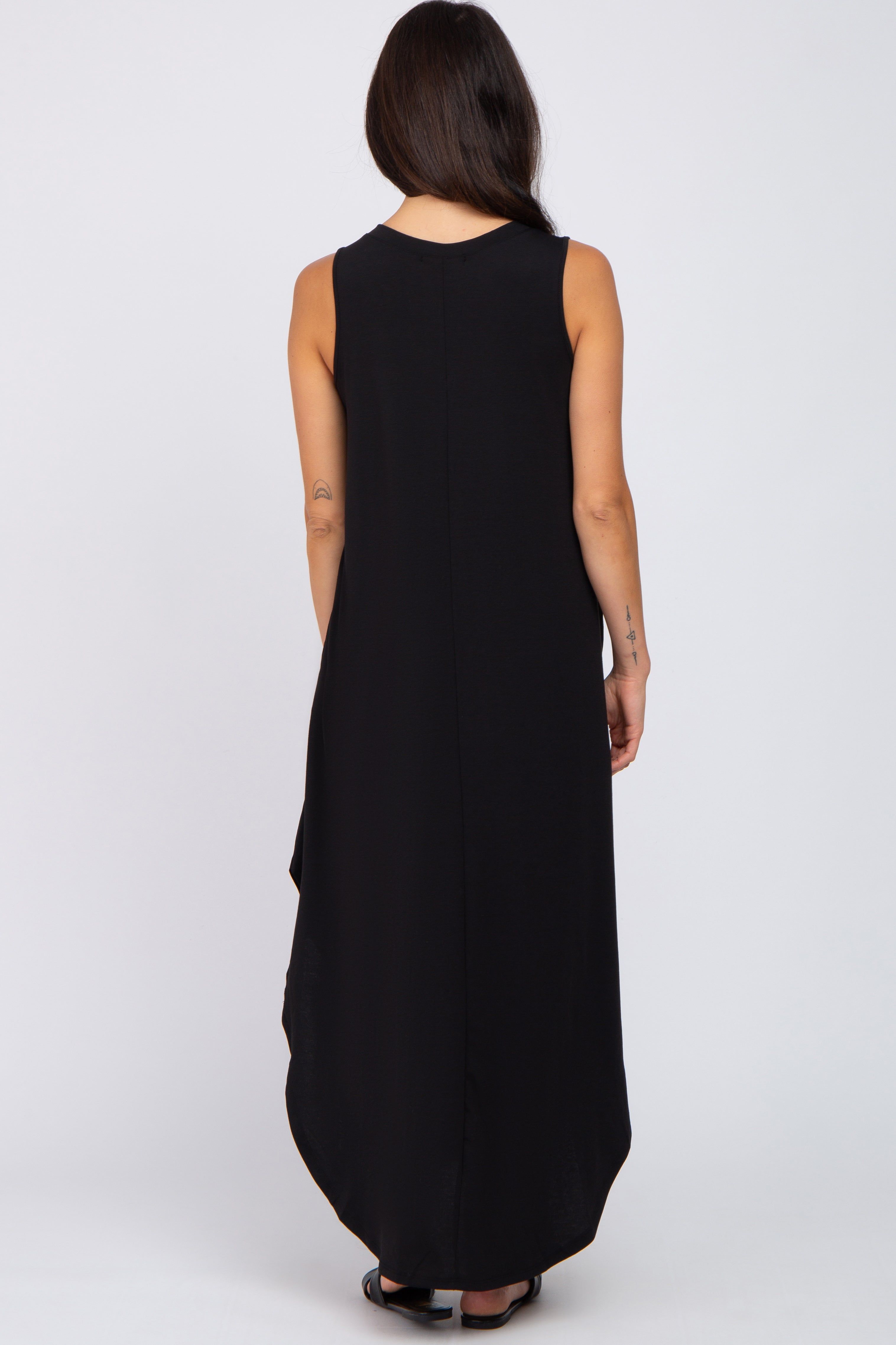 Black V-Neck Basic Maxi Dress sold by Pinkblush product image thumbnail 3
