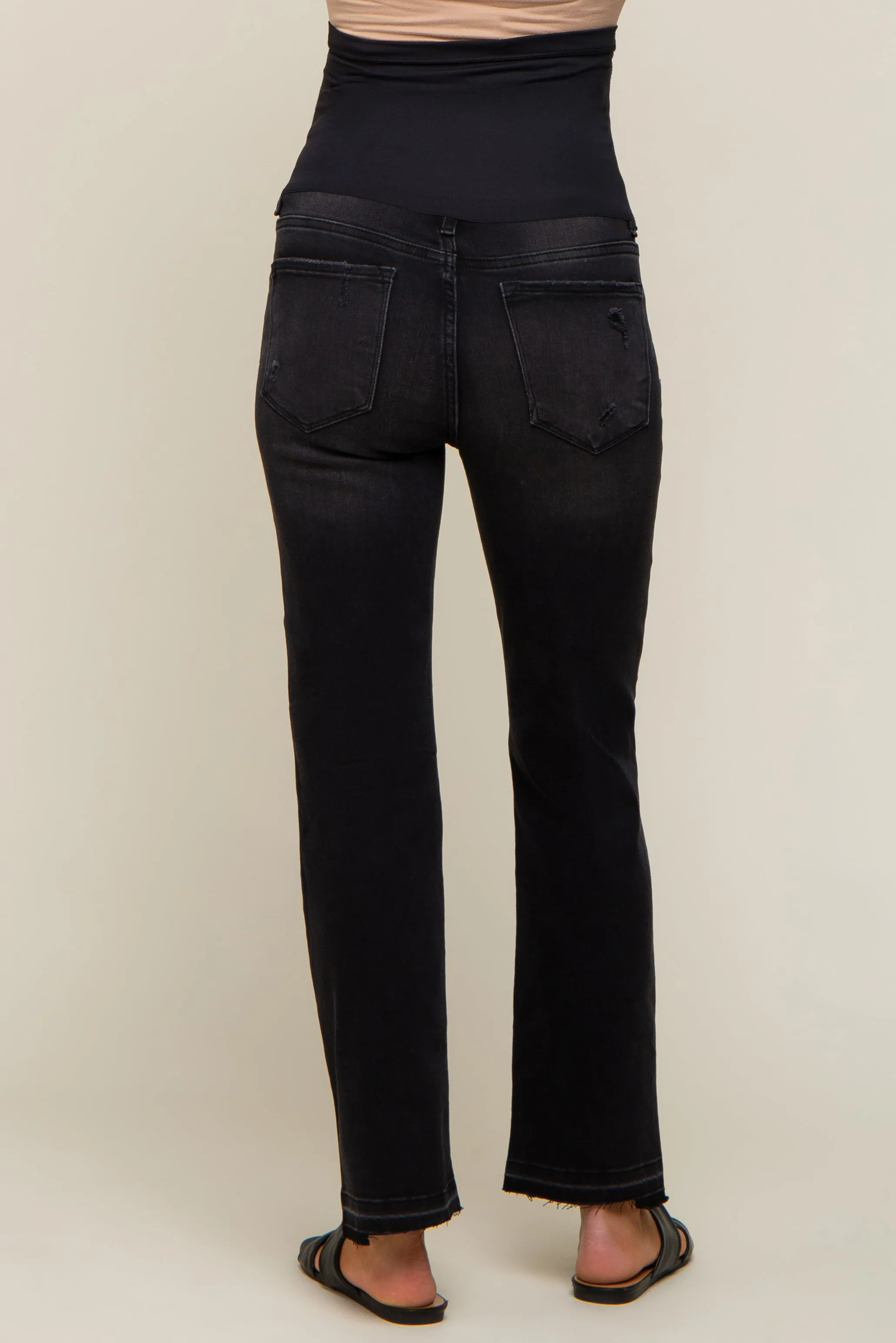 Black Distressed Raw Hem Maternity Jeans sold by Pinkblush product image thumbnail 5