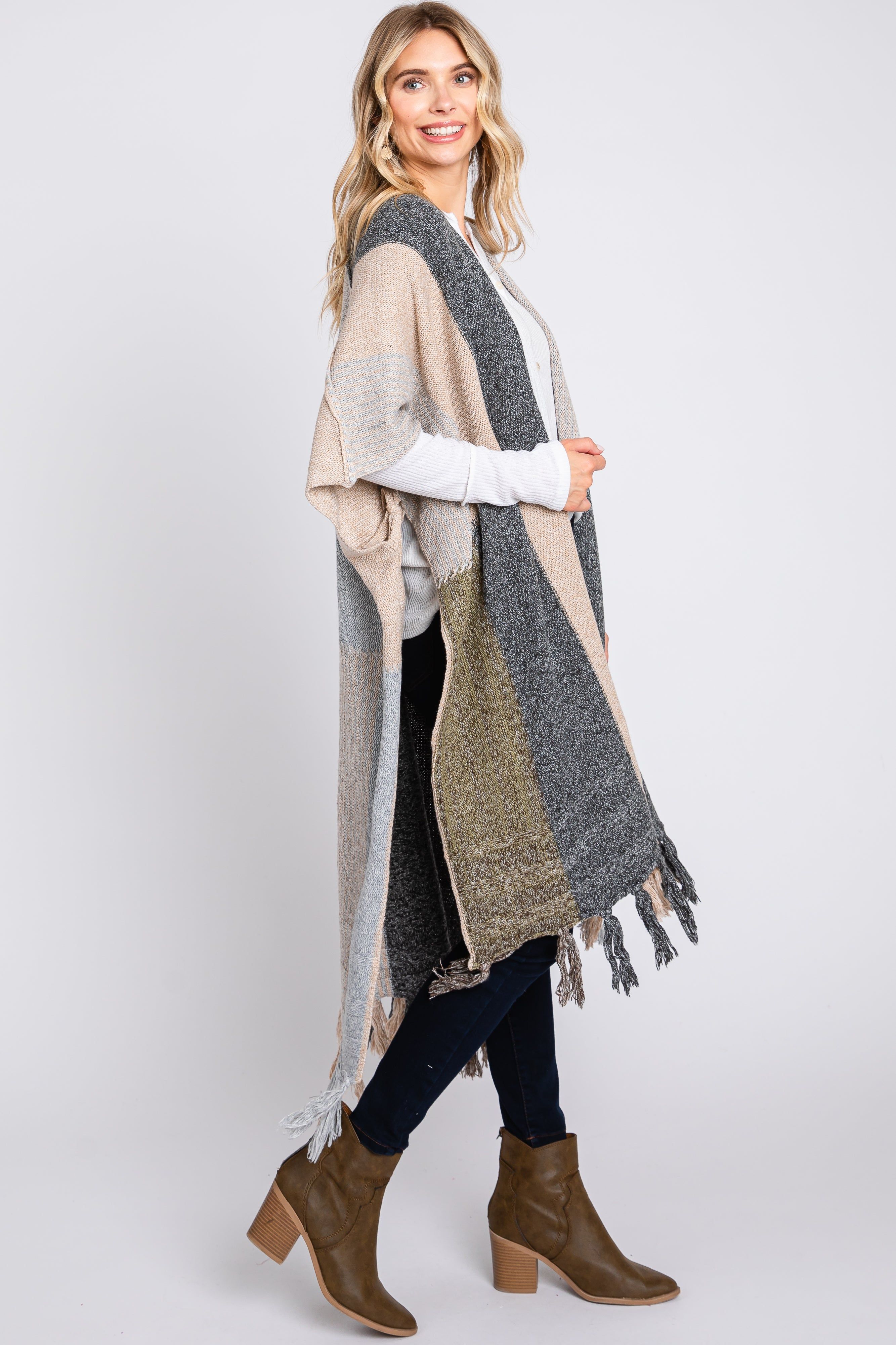 Multi-Color Tassel Trim Short Sleeve Cardigan sold by Pinkblush product image thumbnail 2