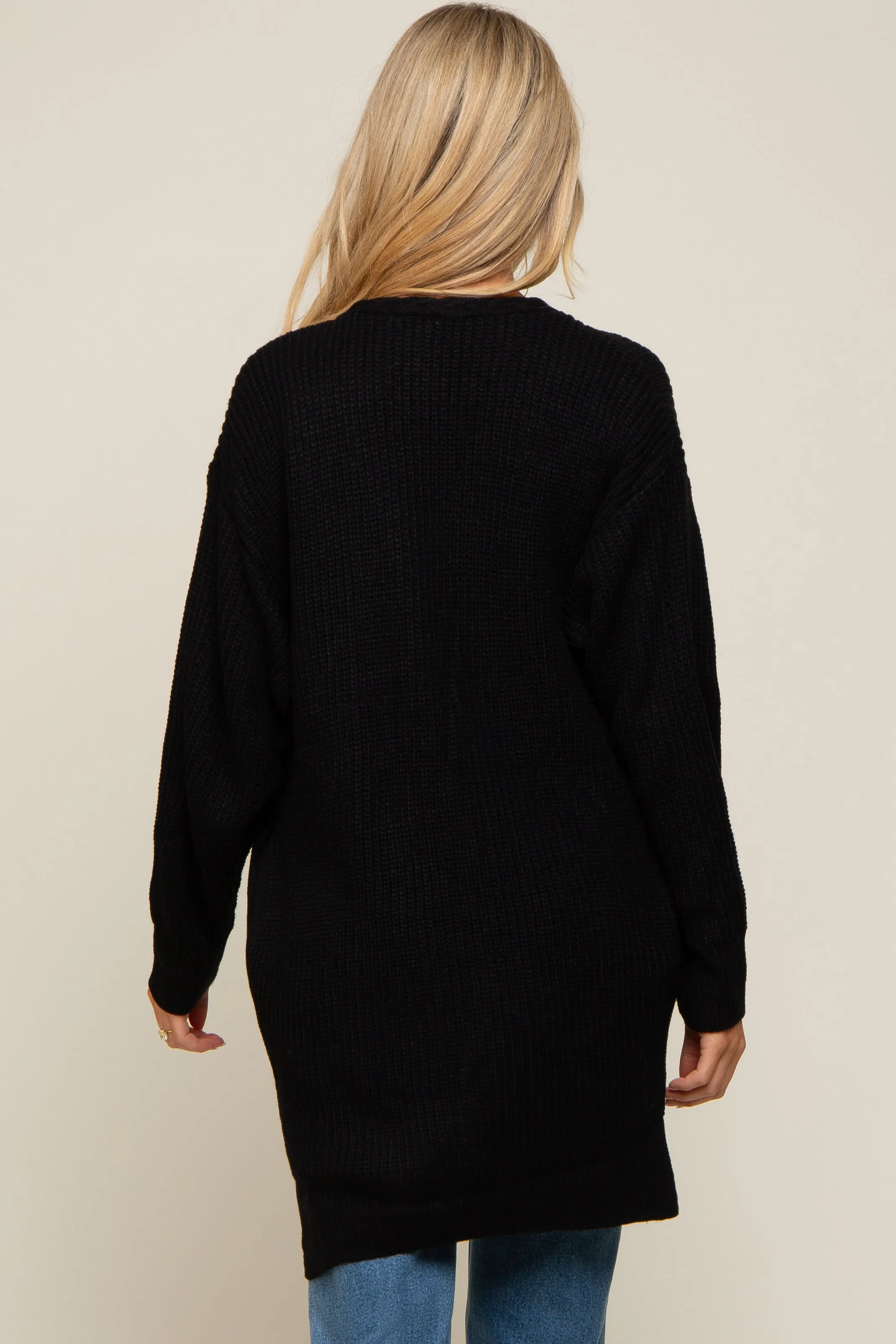 Black Cable Knit Accent Maternity Cardigan sold by Pinkblush product image thumbnail 4