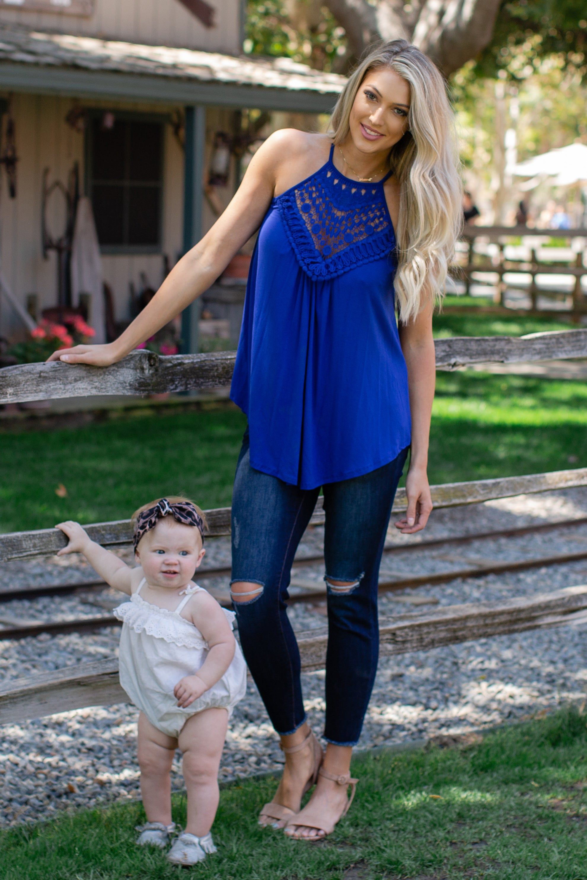Blue Crochet Accent Halter Cami Top sold by Pinkblush product image thumbnail 6