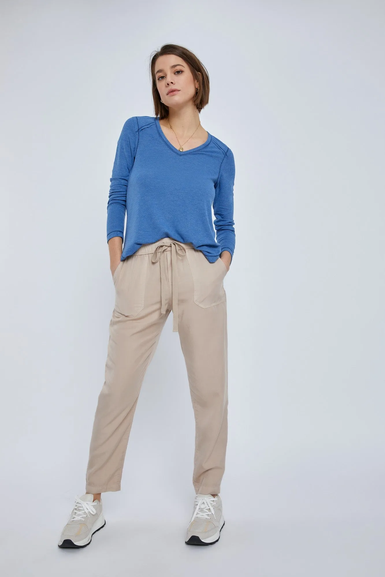 Blue Long Sleeve Knit Curved Hem Maternity Top sold by Pinkblush product image thumbnail 5