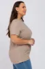 Mocha Solid Short Sleeve Plus Top sold by Pinkblush