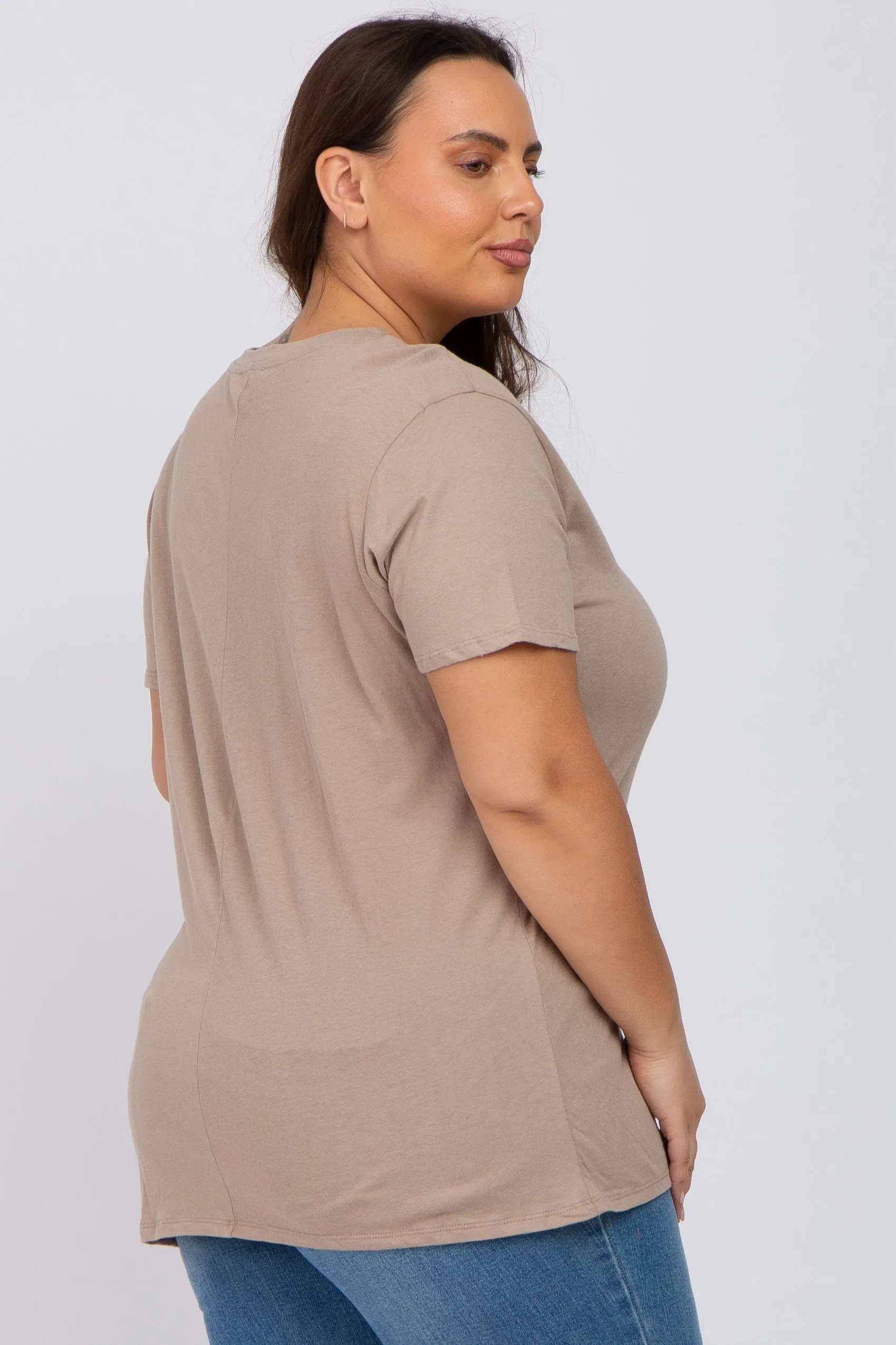 Mocha Solid Short Sleeve Plus Top sold by Pinkblush product image thumbnail 4