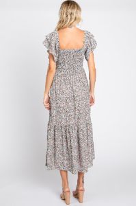 Light Blue Floral Flutter Midi Dress sold by Pinkblush