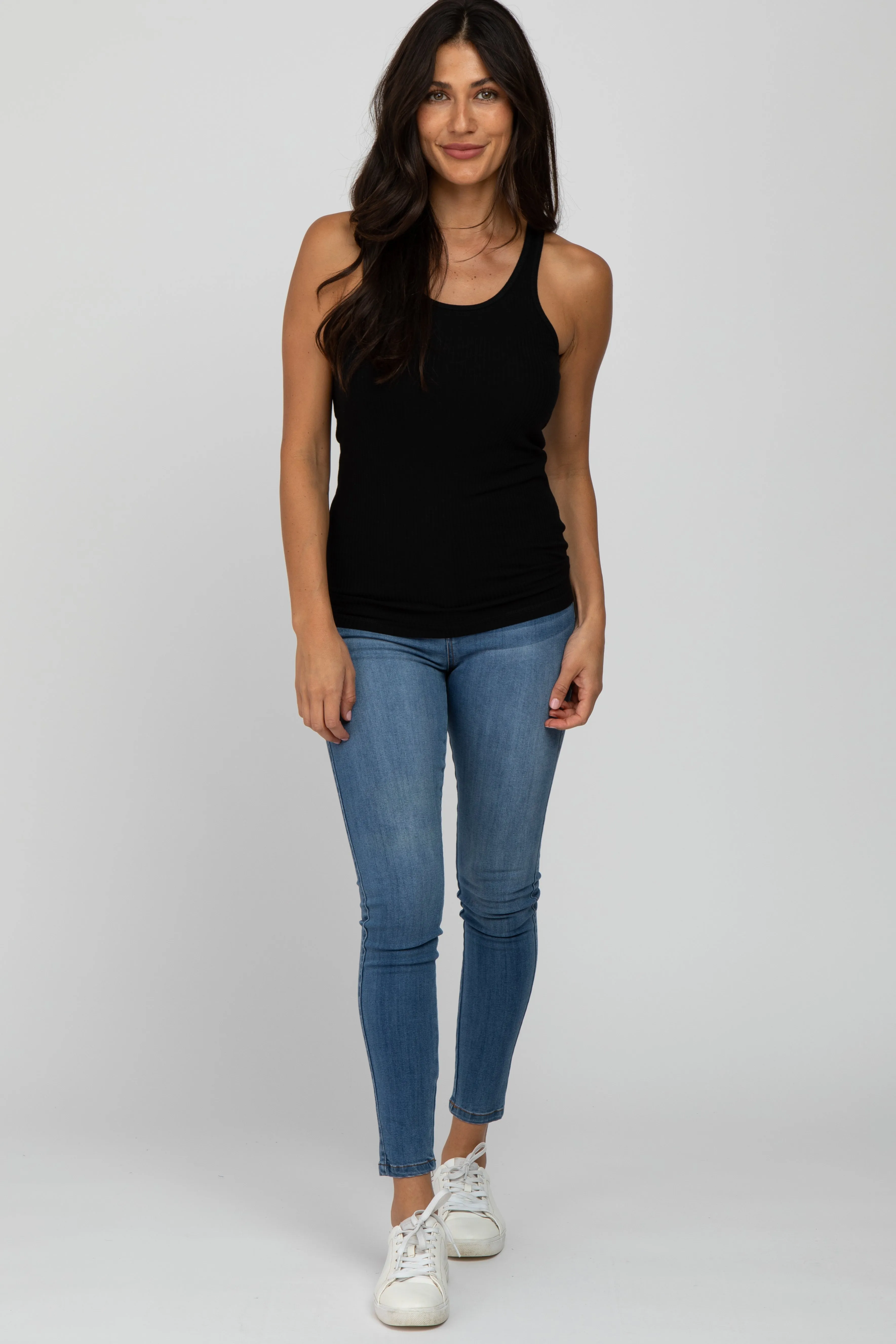 Black Ribbed Racerback Tank Top sold by Pinkblush product image thumbnail 4