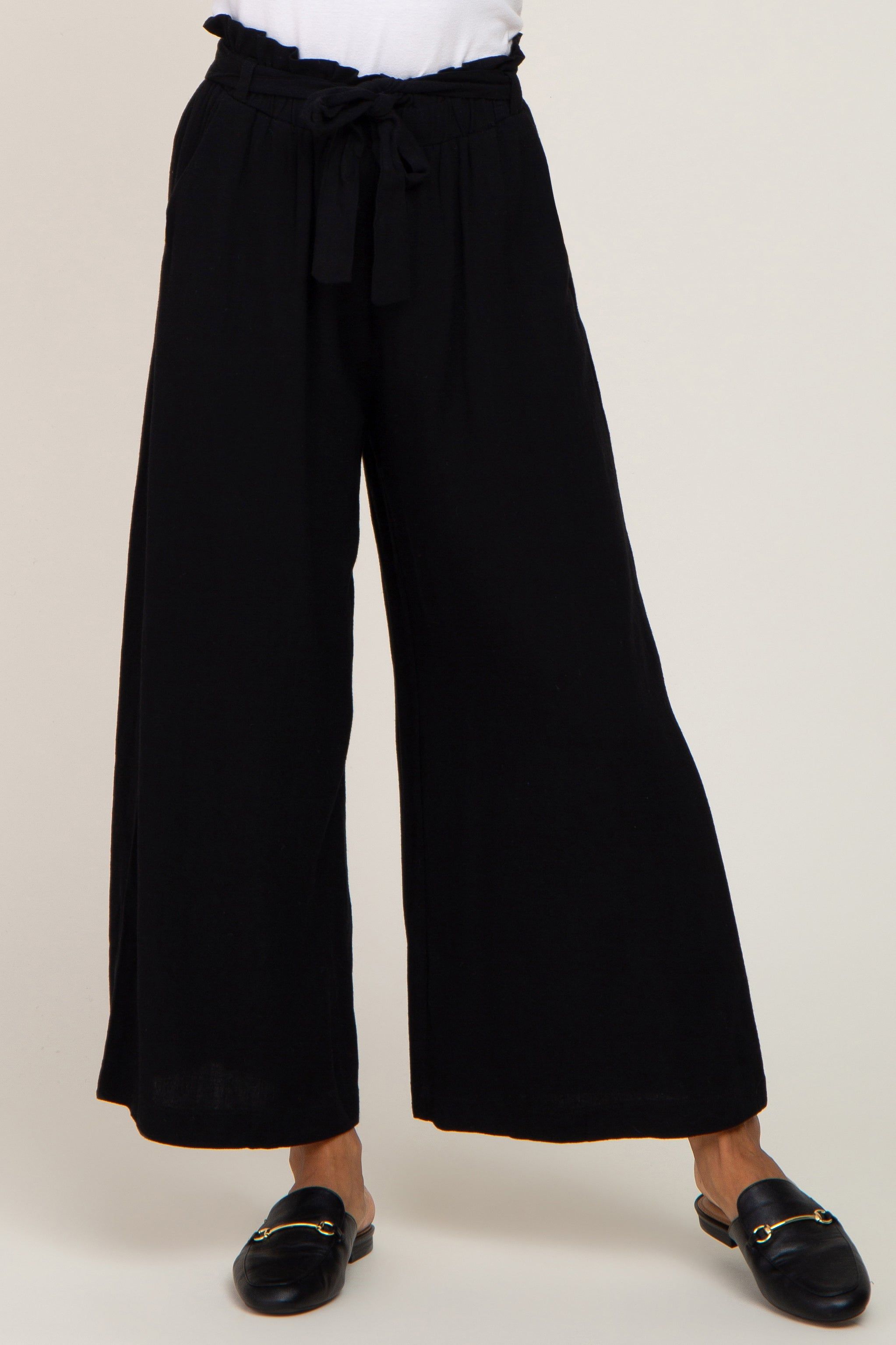 Black Paper Bag Wide Leg Pants sold by Pinkblush product image thumbnail 2