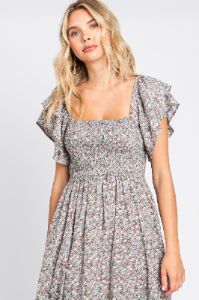 Light Blue Floral Flutter Midi Dress sold by Pinkblush