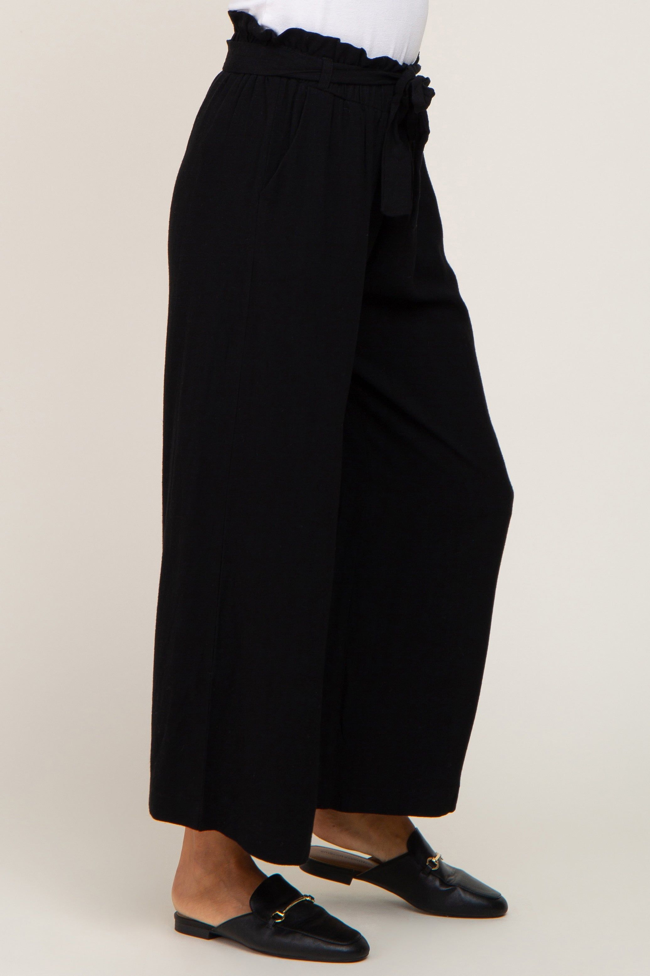 Black Paper Bag Wide Leg Pants sold by Pinkblush product image thumbnail 3