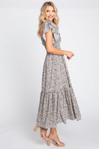 Light Blue Floral Flutter Midi Dress sold by Pinkblush