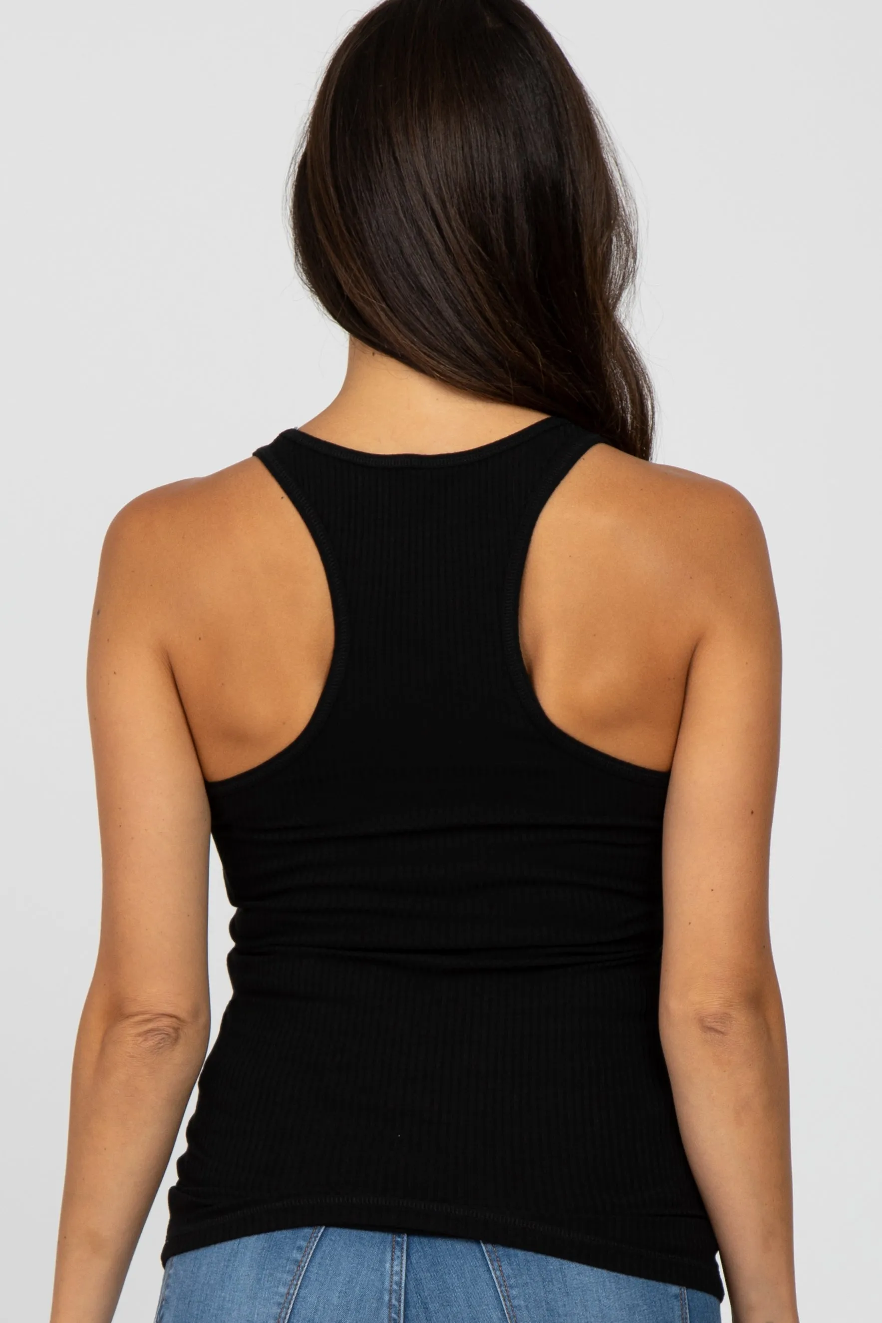 Black Ribbed Racerback Tank Top sold by Pinkblush product image thumbnail 3