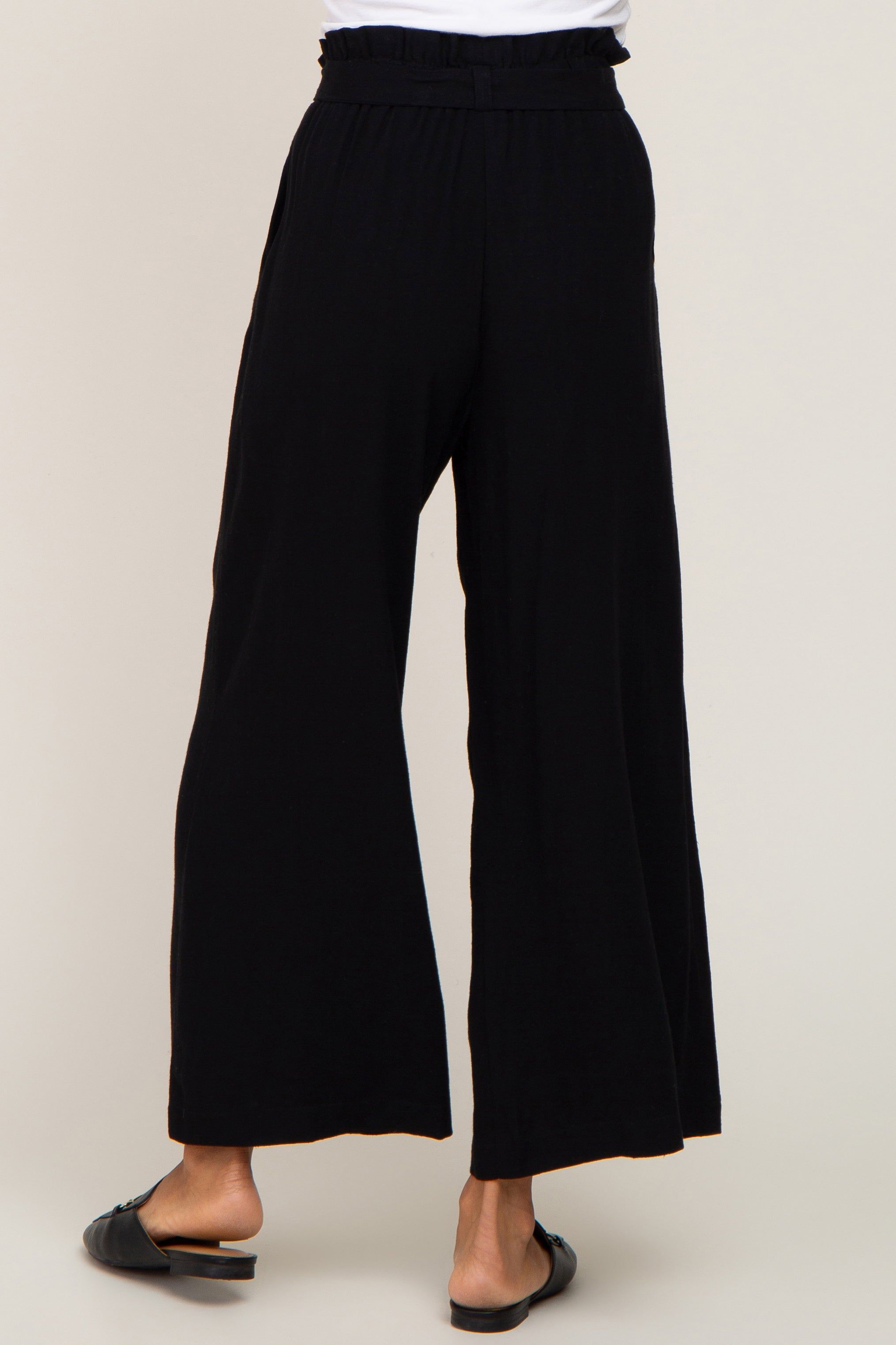 Black Paper Bag Wide Leg Pants sold by Pinkblush product image thumbnail 4
