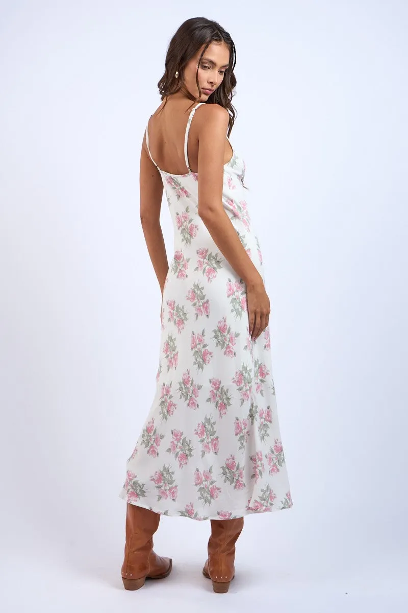 Pink Ivory Floral Sweetheart Neck Long Midi Dress sold by Pinkblush product image thumbnail 4