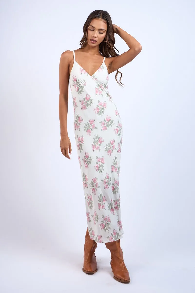 Pink Ivory Floral Sweetheart Neck Long Midi Dress sold by Pinkblush