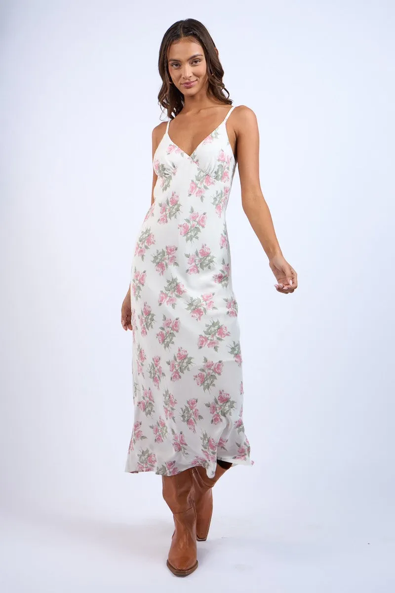 Pink Ivory Floral Sweetheart Neck Long Midi Dress sold by Pinkblush product image thumbnail 2