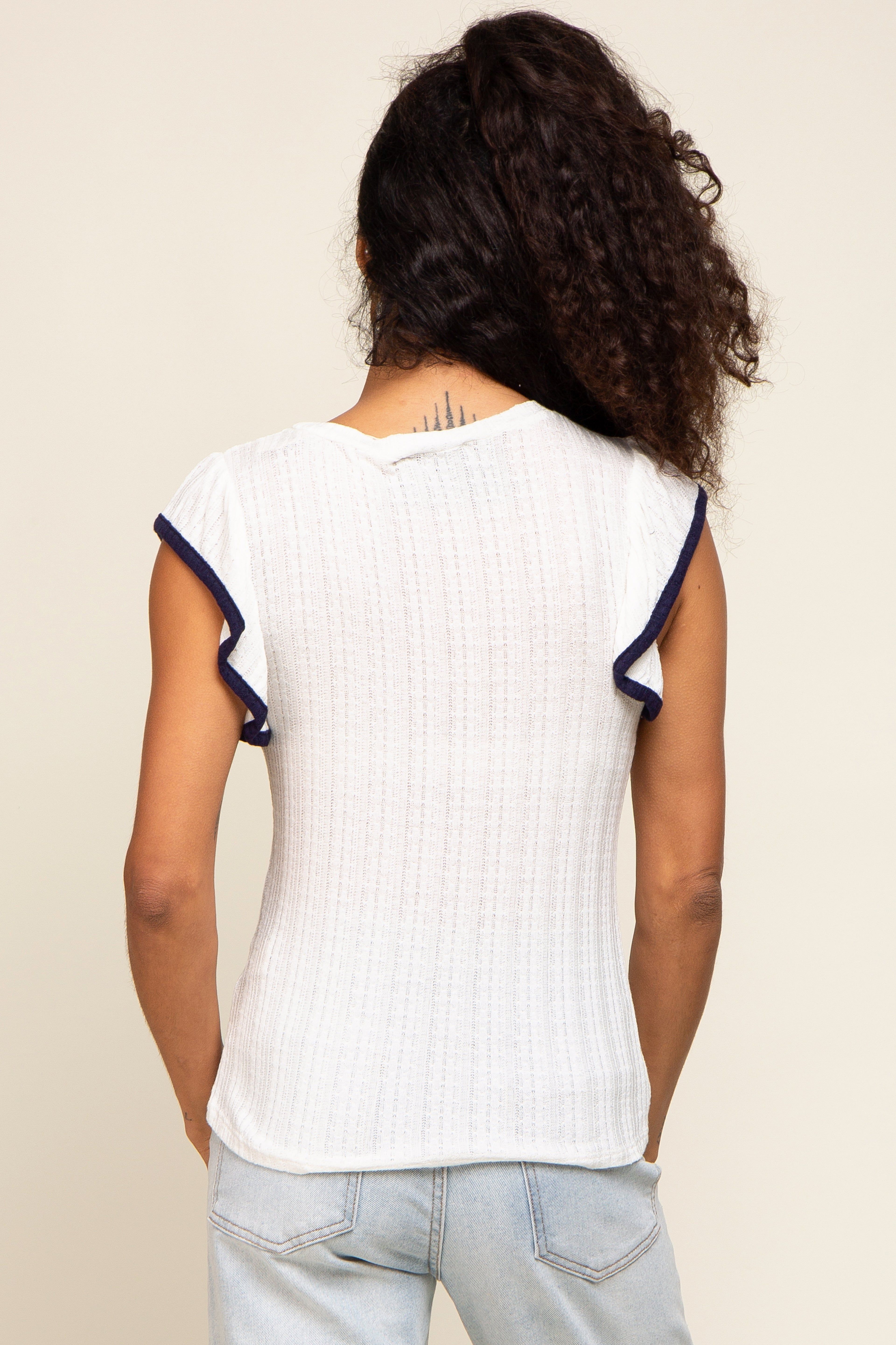 Ivory Cap Sleeve Knit Top sold by Pinkblush product image thumbnail 3