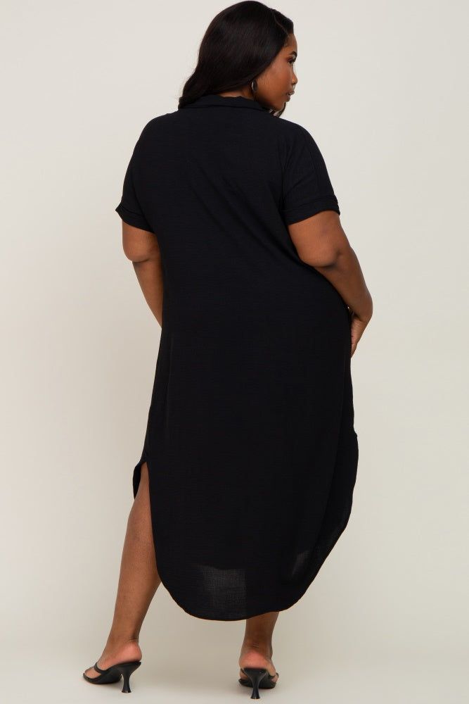 Black Button Down Hi Low Plus Maxi Dress sold by Pinkblush product image thumbnail 3