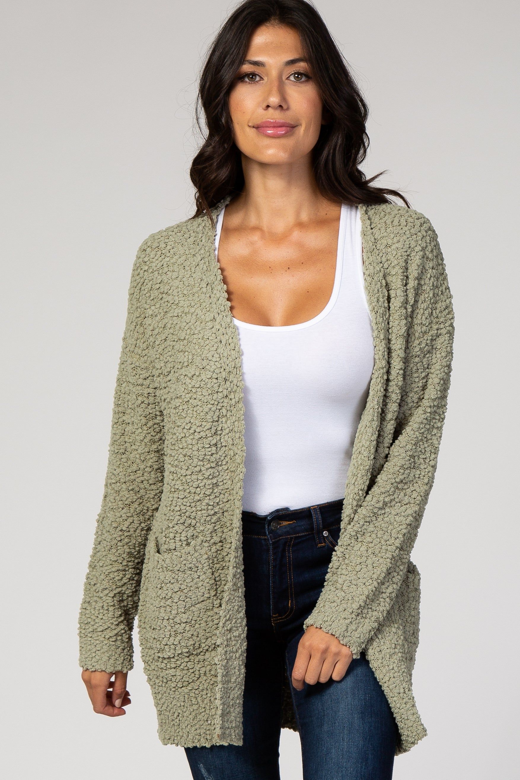 Light Olive Popcorn Knit Cardigan sold by Pinkblush product image thumbnail 2