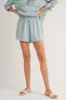 Light Blue Chambray Shorts sold by Pinkblush