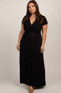 PinkBlush Black Draped Maternity/Nursing Plus Maxi Dress sold by Pinkblush