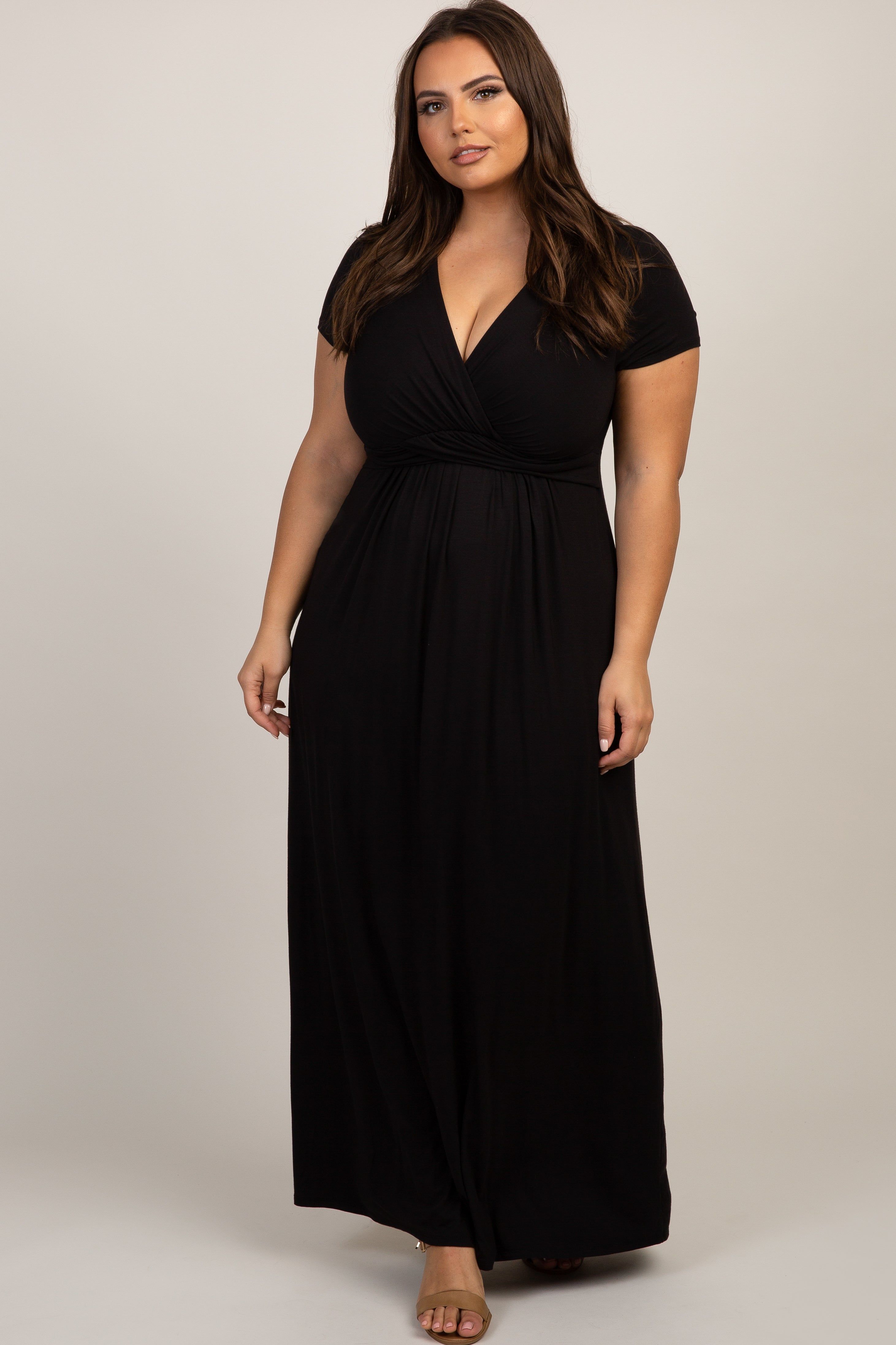 PinkBlush Black Draped Maternity/Nursing Plus Maxi Dress sold by Pinkblush product image thumbnail 5