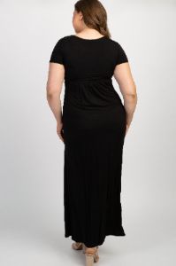 PinkBlush Black Draped Maternity/Nursing Plus Maxi Dress sold by Pinkblush