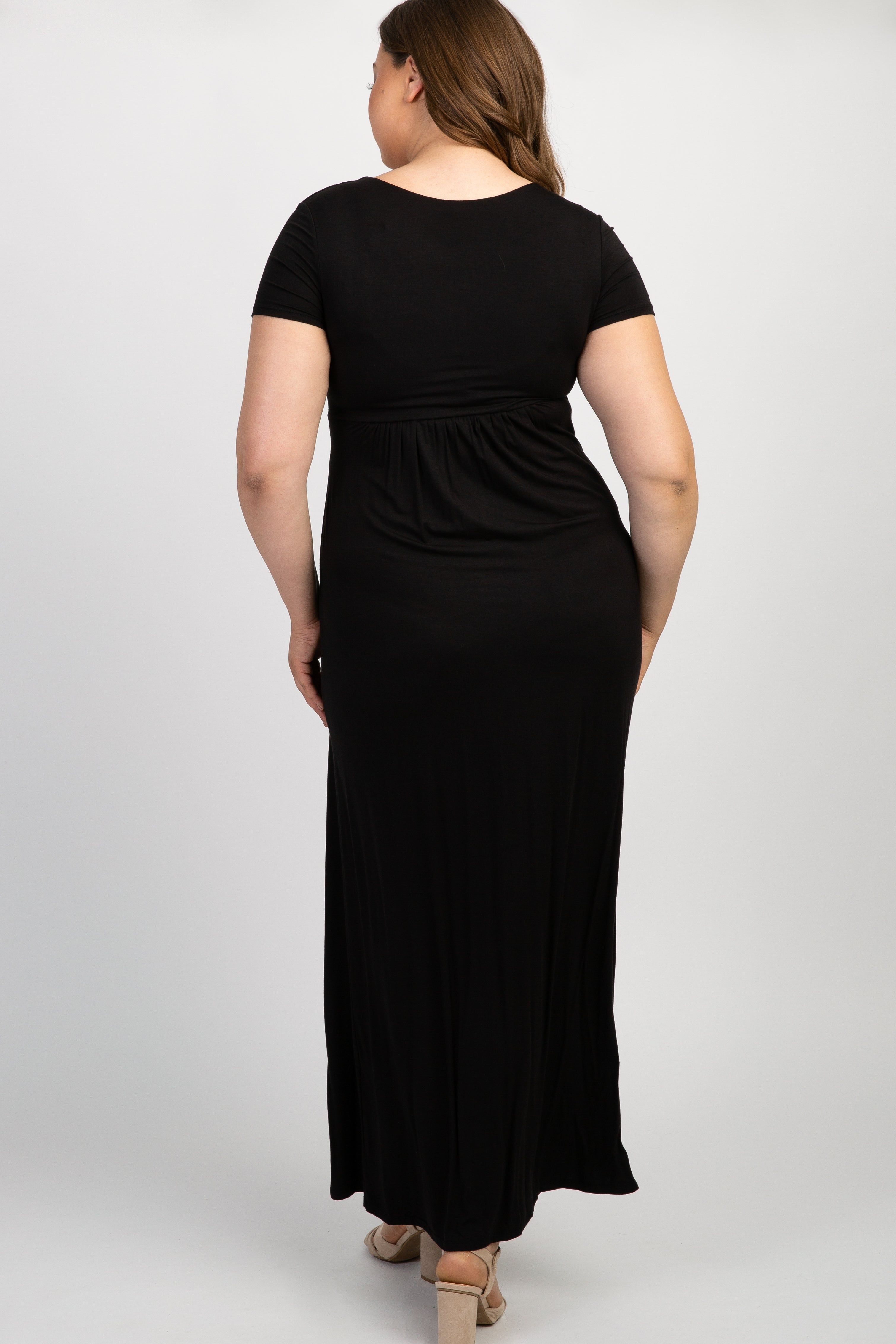 PinkBlush Black Draped Maternity/Nursing Plus Maxi Dress sold by Pinkblush product image thumbnail 3